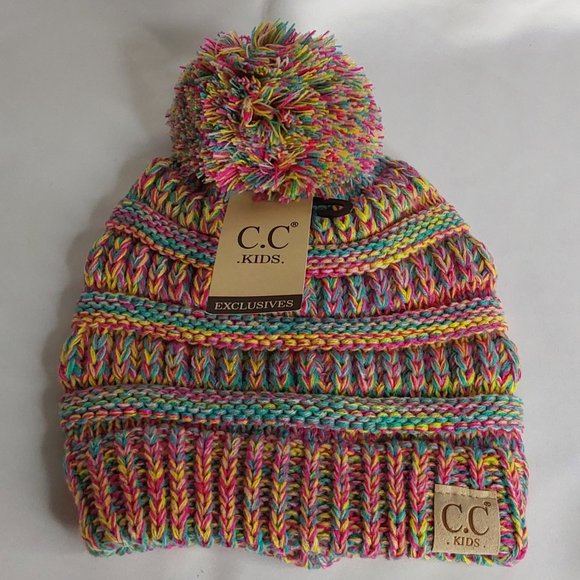 'C.C. BEANIE' "POM-POM' BEANIE KIDS VARIEGATED MULE - Picture 15 of 15